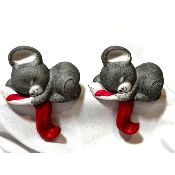 House of Lloyd Other - Vintage Lot 2 House Of Lloyd Mouse stocking‎ holder Christmas Hanger Mantel cute